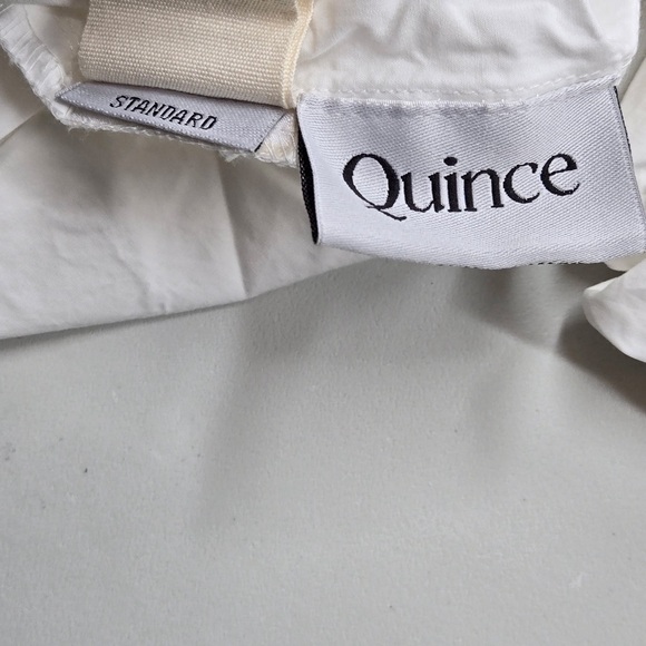 QUINCE Classic Organic Percale Fitted Sheet Set Queen White 3183 - Picture 9 of 13